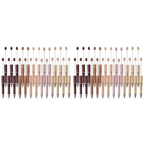 Goufride 50 StüCk Perlenstifte Aus Kunststoff für DIY-Stiftdekorationen, BüRo, Schule, Kaffee, RoséGold, Rosa, Goldrute von Goufride