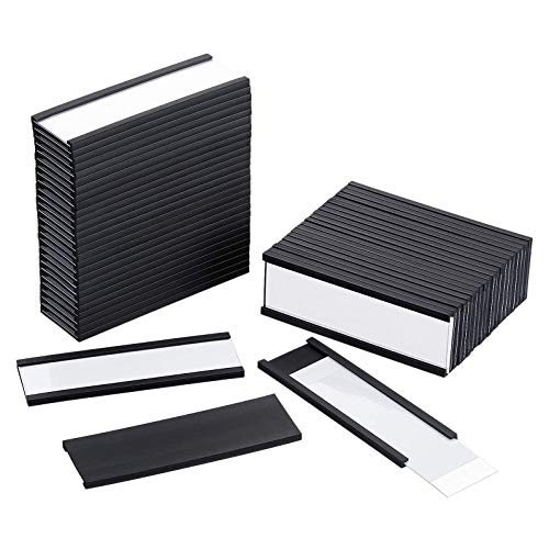 Goufride 50-Teilige Magnetische Etiketten Halter mit Magnetischen Daten Karten Haltern mit Durchsichtigen Kunststoff Schutz Folien für Metall Regale (1 X 3) von Goufride