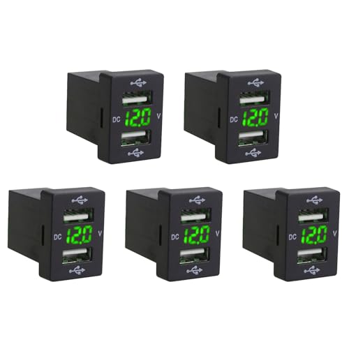 Goufride 5X 12 V Auto LadegeräT mit Sicherung für 5 V 4.2A Auto Buchse LadegeräT für Telefon Led Display Meter Voltmeter (GrüN) von Goufride
