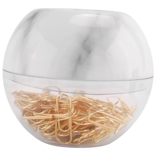 Goufride Gold Bueroklammern in Eleganten Magnetischen Marmor Clip Halter, 28mm, 100 Clips Pro Box von Goufride