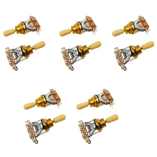 Goufride Metrischer 3 Wege Gitarren Kurzwahl Ton Abnehmer für die Ton Abnehmer Auswahl Lp Zubehör für Elektor Gitarre, Gold und Beige (ein Packung Von 10 Stücke) von Goufride