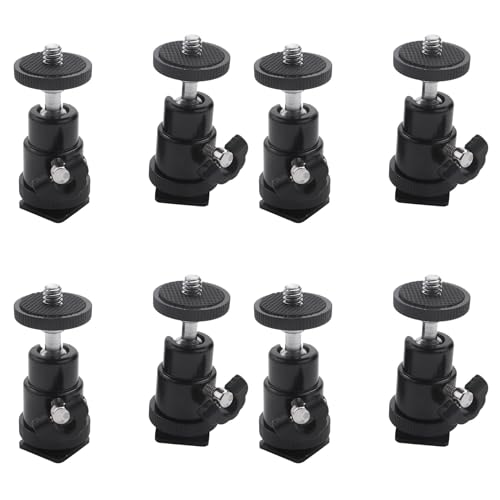 Goufride Mini Kugelkopf [8 Pack] mit Hot Schuh Rahmen Adapter 360 Grad 1/4 Kleine Kugelköpfe Leichter Schwenk Mikro Kugelkopf für DSLR Kamera,Camcorder,Blitzgerät,Licht Ständer,Stativ von Goufride