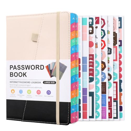 Goufride Passwortbuch mit Alphabetischen Tabs für Senioren, Passwort-Notizbuch für die Detaillierte Anmeldung Von Internet-Website-Adressen, Einfach zu Bedienen von Goufride
