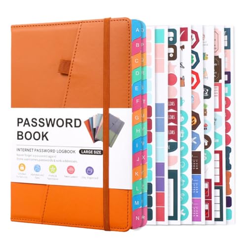 Goufride Passwortbuch mit Alphabetischen Tabs für Senioren, Passwort-Notizbuch für die Detaillierte Anmeldung Von Internet-Website-Adressen, Einfach zu Verwenden, Ca. 21,3 X 15 cm von Goufride