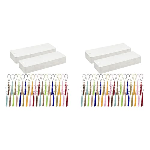 Goufride Set mit 200 Leeren Lesezeichen mit Bunten Quasten, Bastelmaterialpaket, Handgefertigte Lesezeichen Aus Papier für Selbermachen und Als GeschenkanhäNger von Goufride