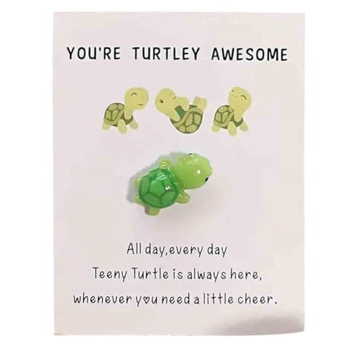 Goufride You'Re Turtley Awesome, Schildkröten-Motivationsgeschenk, Süße Mini-Grüne-Schildkröten-Dekoration von Goufride