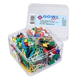Gowi Büroklammern Sortimentbox 416 teilig farbsortiert kunststoffüberzogen, 416 St. von Gowi