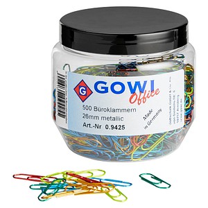 500 Gowi Büroklammern farbsortiert Metall von Gowi