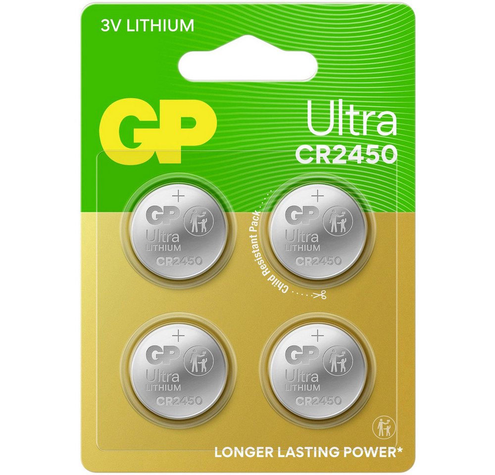 Gp GP Knopfzelle CR 2450 3 V 4 St. 540 mAh Lithium Ultra Knopfzelle, (3.00 V) von Gp