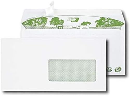 GPV boite de 500 enveloppes recyclées extra blanches Erapure, format DL 110x220mm fenetre 45x100mm 8 von Gpv