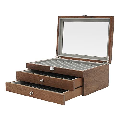 Gqouur Stiftebox Holz für 34 Füller Stifte FüLlfederhalter Vitrinenhalter mit 2 Schubladen Storage Box Stifthalterbox FüLler Sammelbox Walnuss Farbe Gqouur Stiftebox Holz für 34 Füller Stifte FüLlfederhalter Vitrinenhalter mit 2 Schubladen Storage Box Stifthalterbox FüLler Sammelbox Walnuss Farbe von Gqouur