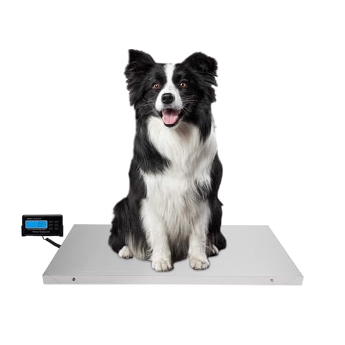 LCD Digitale Tierwaage, Paketwaage Digitalwaage bis Wiegekapazität 300kg Plattformwaage mit Halte/Tara Funktion Bodenwaage Veterinärwaage Große Tierwaage für Zoohandlungen Postdiensten von Gqouur