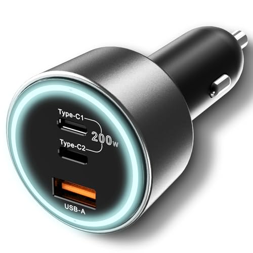 200W USB C Autoladegerät, Graaci PD 100W Typ C Autoladeadapter QC5 PPS 45W super schnelles Aufladen für MacBook pro Air, iPhone 15 pro Max, galaxy S22 S23 Ultra, iPad, Laptops 200W USB C Autoladegerät, Graaci PD 100W Typ C Autoladeadapter QC5 PPS 45W super schnelles Aufladen für MacBook pro Air, iPhone 15 pro Max, galaxy S22 S23 Ultra, iPad, Laptops von Graaci