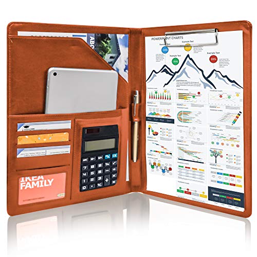 GraduatePro Schreibmappe A4 Leder Ordner Mappe Klemmbrettmappe Dokumentenmappe mit Deckel Organizer Clipboard Fächern Braun von GraduatePro