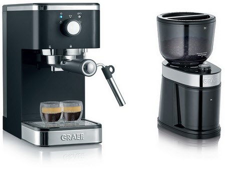 ES 402 Salita + CM 202 Siebträgermaschine + Kaffeemühle schwarz von Graef