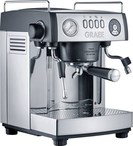 Graef ES902EU Espressomaschine mit Siebträger Edelstahl, Schwarz 2515W mit Milchaufschäumdüse von Graef