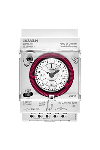 GRÄSSLIN 02.28.0001.1 talento 211 - analoge Zeitschaltuhr mit Tagesprogramm und 3 Tagen Gangreserve I 1-Kanal I 3TE I Montage auf DIN-Schiene I LED bis 180W I Glüh- und Halogen bis 1100W GRÄSSLIN 02.28.0001.1 talento 211 - analoge Zeitschaltuhr mit Tagesprogramm und 3 Tagen Gangreserve I 1-Kanal I 3TE I Montage auf DIN-Schiene I LED bis 180W I Glüh- und Halogen bis 1100W von Grässlin