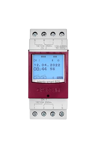 GRÄSSLIN 43.02.0002.1 talento smart B25 - Digitale Zeitschaltuhr mit Bluetooth und App-Programmierung I 2-Kanal I 2TE I 100 Speicherplätze I Montage auf DIN-Schiene I LED 600W GRÄSSLIN 43.02.0002.1 talento smart B25 - Digitale Zeitschaltuhr mit Bluetooth und App-Programmierung I 2-Kanal I 2TE I 100 Speicherplätze I Montage auf DIN-Schiene I LED 600W von Grässlin