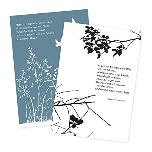 2er Set Trauerkarten mit Umschlägen Zweige von Grätz Verlag