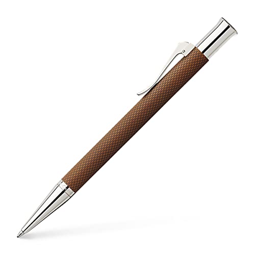 Graf von Faber-Castell - 146535 Drehkugelschreiber Guilloche Ganzmetall Ausführung Stift, Edelharz, rhodiniert, rund, cognac/braun von Graf von Faber-Castell