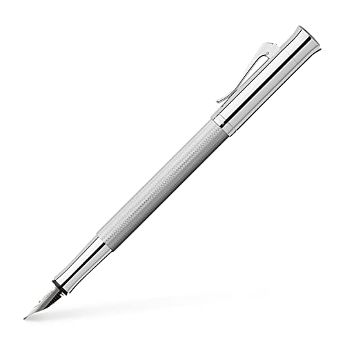 Graf von Faber-Castell 146590 - Füllfederhalter Guilloche, rhodiniert, Federbreite M, Silber, 1 Stück, mittel (M) von Graf von Faber-Castell