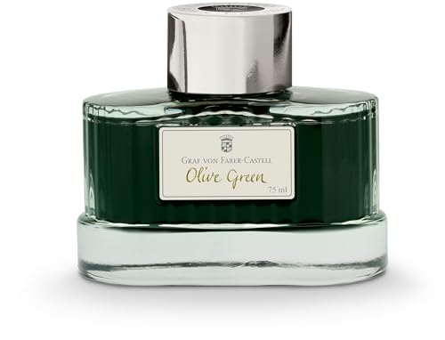 Graf von Faber-Castell 141015 - Tintenglas Olive Green, 75 ml, dokumentenechte Tinte im edlen Tintenfass von Graf von Faber-Castell
