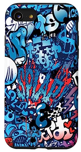 Hülle für iPhone SE (2020) / 7 / 8 Blaue Graffiti-Kunst-Handyhülle von Graffiti Phone Case by Bronson Summers