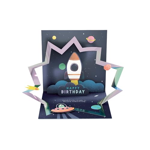 Grafik Werkstatt |Pretty Pop-Up Karte | dreidimensional | Happy Birthday Galaktische Grüße zu deinem Geburtstag von Grafik-Werkstatt