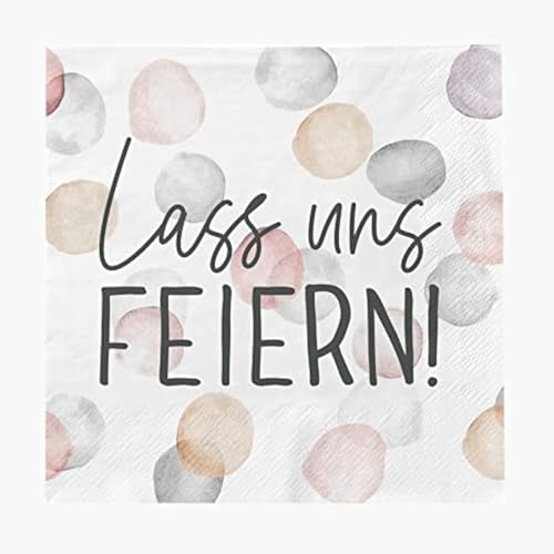 Grafik-Werkstatt Servietten mit Spruch | 20 Stück | 12,5 x 12,5 cm | weiß | Lass uns feiern! von Grafik-Werkstatt