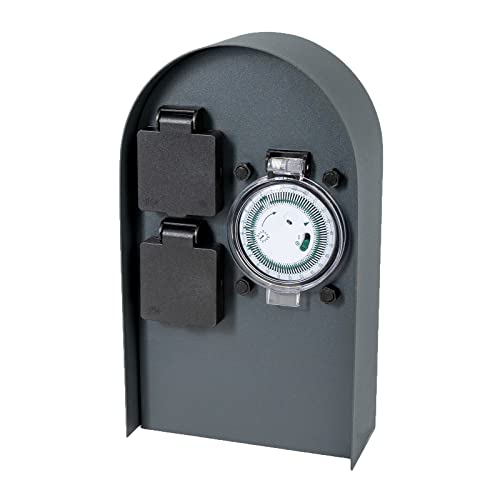 Grafner Edelstahl Design Gartensteckdose mit Zeitschaltuhr 2 Steckdosen, anthrazit, ON/Auto, 3600 Watt, Pulverbeschichtung, Energiesäule Timer Mehrfach Metall Außen Steckdose 2-Fach schwarz lackiert Grafner Edelstahl Design Gartensteckdose mit Zeitschaltuhr 2 Steckdosen, anthrazit, ON/Auto, 3600 Watt, Pulverbeschichtung, Energiesäule Timer Mehrfach Metall Außen Steckdose 2-Fach schwarz lackiert von Grafner