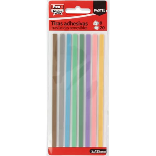 Fixo Notes | 8 Pastellfarben | 20 Streifen pro Farbe | 5 x 135 mm | transluzenter Kunststoff | Repositionierbar | Perfekt zum Markieren und Markieren von Seiten Fixo Notes | 8 Pastellfarben | 20 Streifen pro Farbe | 5 x 135 mm | transluzenter Kunststoff | Repositionierbar | Perfekt zum Markieren und Markieren von Seiten von Fixo