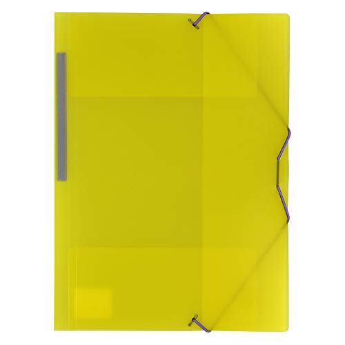 Grafoplás 04801260- Ordner Kunststoff mit Gummizug und 3 Klappen, gelb, DIN A4 von Grafoplás
