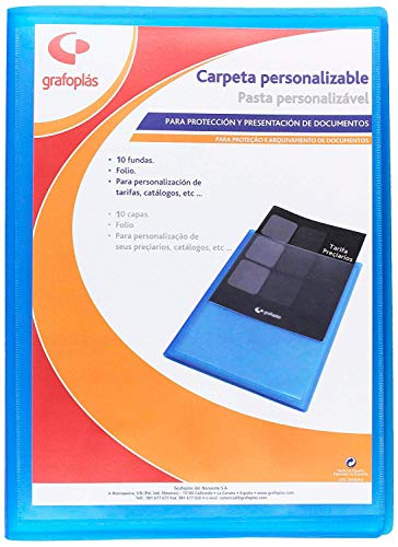 Grafoplas 1431530 – Mappe mit 20 Hüllen, Foolscap, Hardcover, PP, blau von Grafoplás