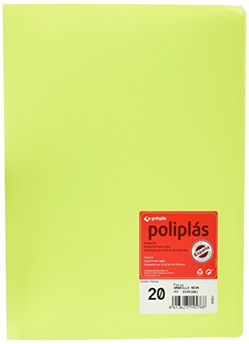 Grafoplas 1451661 – Mappe mit 20 Hüllen, Foolscap, Einband PP, gelb neon von Grafoplás