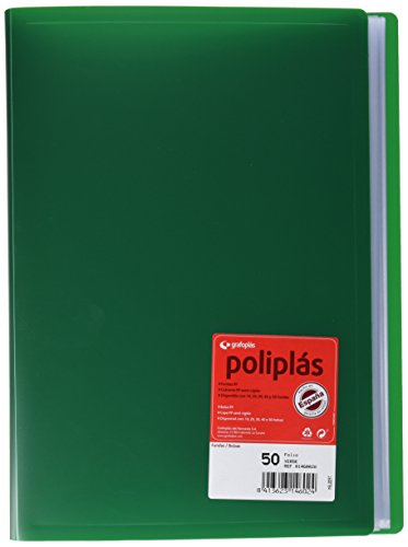 Grafoplas 1460020 – Ordner, 50 Hüllen, Foolscap, Deckel PP, grün von Grafoplás
