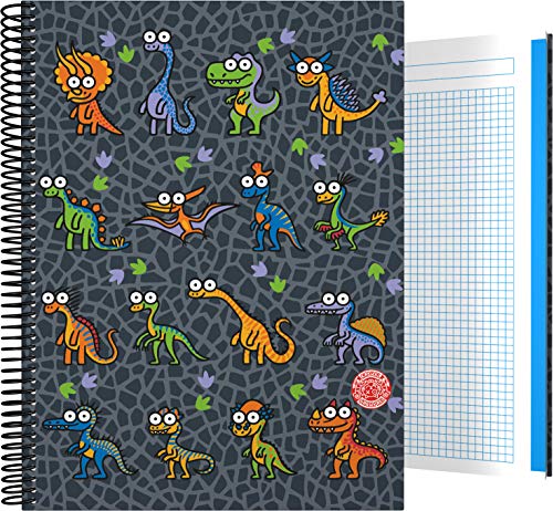 Grafoplás 16501952 Katuki Saguyaki Notizbuch, kariert, 5 mm, Modell Dinos, A4 von Grafoplás