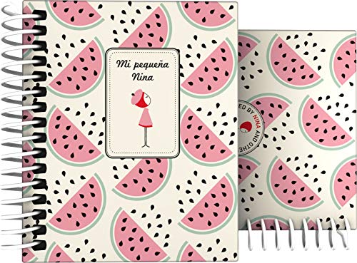 Grafoplás 16531938 Nina Notizbuch mit Spiralbindung, kariert, Modell Wassermelone A7 von Grafoplás