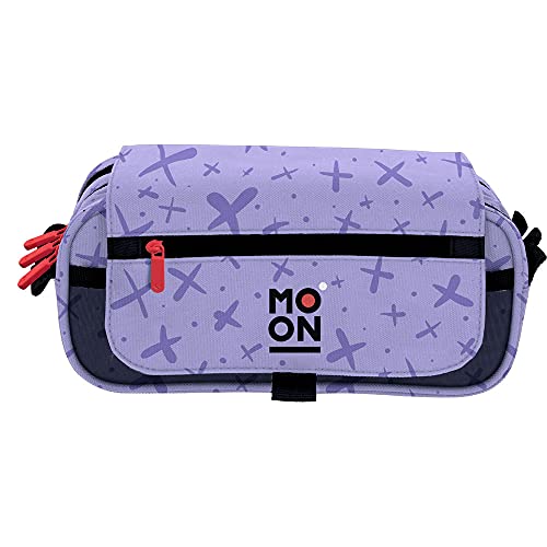 Grafoplás 37546469. Federmäppchen mit 3 Fächern mit Klappe, Lavendel, Kollektion Moon, Größe: 23 x 10 x 10 cm von Grafoplás