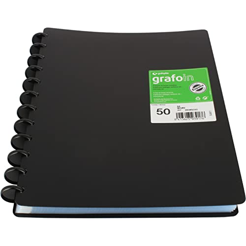 Grafoplás 39395010 Grafo in Ordnern mit herausnehmbaren Hüllen, 50 Hüllen, A4, mehrfarbig von Grafoplás