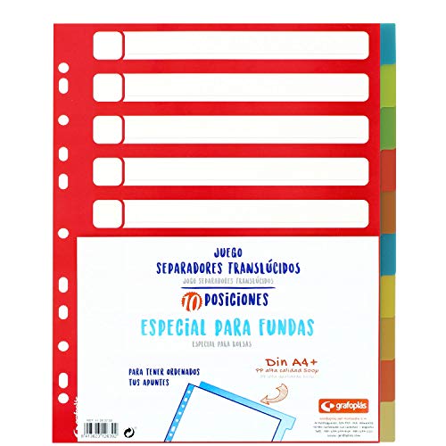 Grafoplás 41260700-juego Register A4 Farben für Ordner und Ordner, 10 Positionen von Grafoplás
