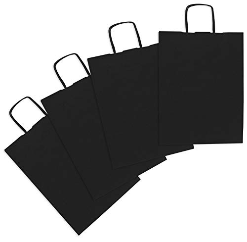 Grafoplás 60321110 Kraft Beutel mit Lockgriff, 90 g, schwarz, klein (31 x 24 x 9 cm), 4 Stück von Grafoplás