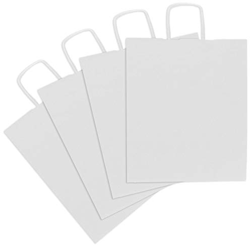 Grafoplás 60321370 Kraftpapier-Taschen mit geriffeltem Griff, weiß, groß, 40 x 32 x 11 cm, 4 Stück von Grafoplás