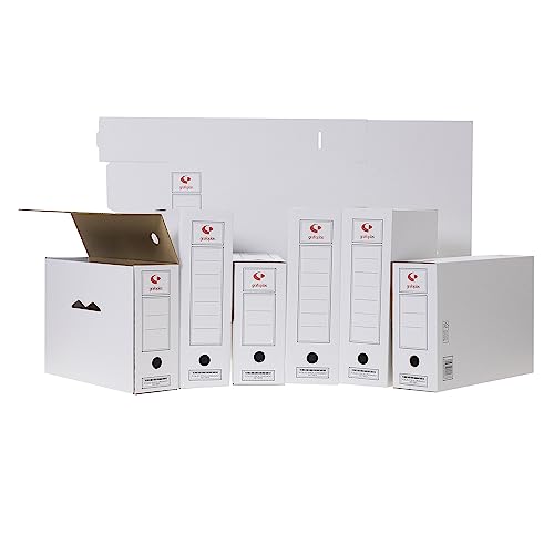 Grafoplás 70905900 Packung mit 50 Archivboxen aus Karton, längliches Format, 2 Fronten für vertikale und horizontale Archive, FSC-zertifiziert, 38,5 x 27,5 x 11,5 cm von Grafoplás