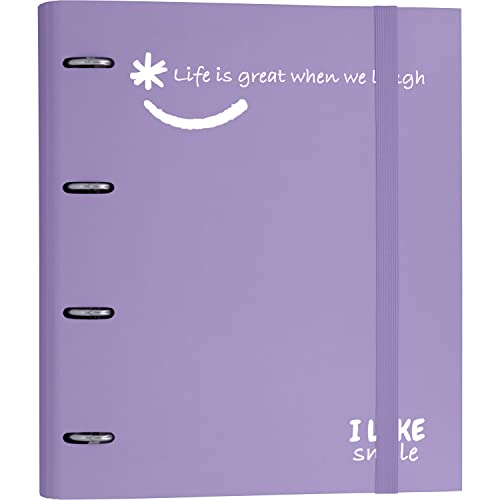 Grafoplás 88101369 Ringmappe mit Ersatz, A4, Lavendel, Karton, FSC-Papier, inkl. Separatoren, Carpebook Like Smile von Grafoplás
