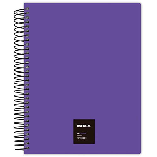 Grafoplás 88536035 Notizbuch mit Spiralbindung, A5, kariert 5 x 5 mm, 90 Blatt, 90 g, Violett, Unequal Fluor von Grafoplás