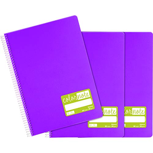 Grafoplás 98527635 Notizbücher mit weißen Blättern, A4, Einband aus Polypropylen, Violett, FSC-zertifiziert, Serie ColorNote von Grafoplás