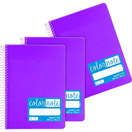Grafoplás 98533235 Notizbücher, A5, liniert, Polypropylen, Violett, FSC-zertifiziert, Serie Color Note von Grafoplás