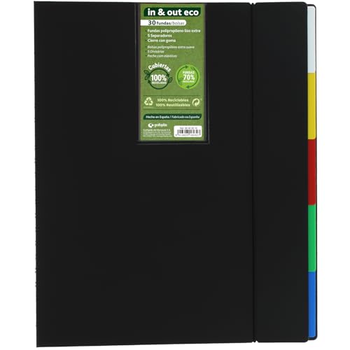 Grafoplás | A4 In&Out ECO Ordner mit herausnehmbaren Hüllen | 30 extra recycelte Hüllen 70% | 100% recycelter fester Einband | schneller und praktischer Wechsel der Hüllen | enthält 5 Trennblätter von Grafoplás