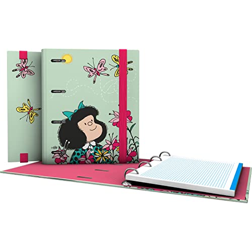 Grafoplás | Ersatzmappe A5 | Mafalda Frühling | inkl. Ersatzblätter für 5 x 5 Rand Farbe | Rückseite gebogen | Carpebook | FSC-zertifiziert von Grafoplás