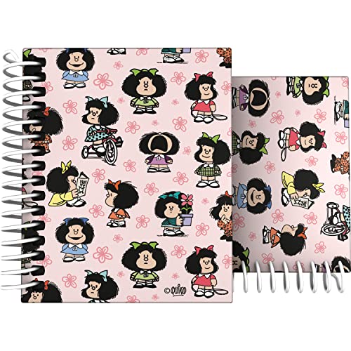 Grafoplás | Hardcover Notizbuch A7 | 100 Blatt kariert 5 x 5 | 70 g | 4 Farben | Einzigartige Mafalda-Design-Kollektion | FSC-zertifiziert von Grafoplás